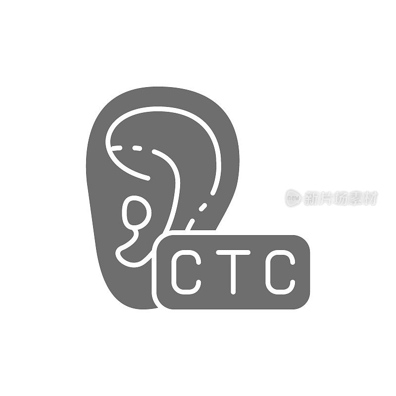Cross The Counter助听器，CTC灰色图标。